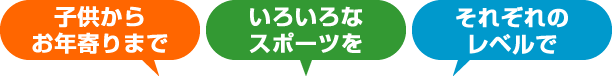 子供からお年寄りまでいろいろなスポーツをそれぞれのレベルで